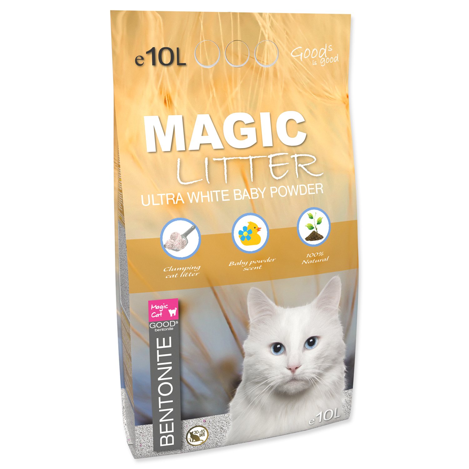 Cát vệ sinh cho mèo Magic Litter Bentonite Ultra White Baby Powder 10L 9kg